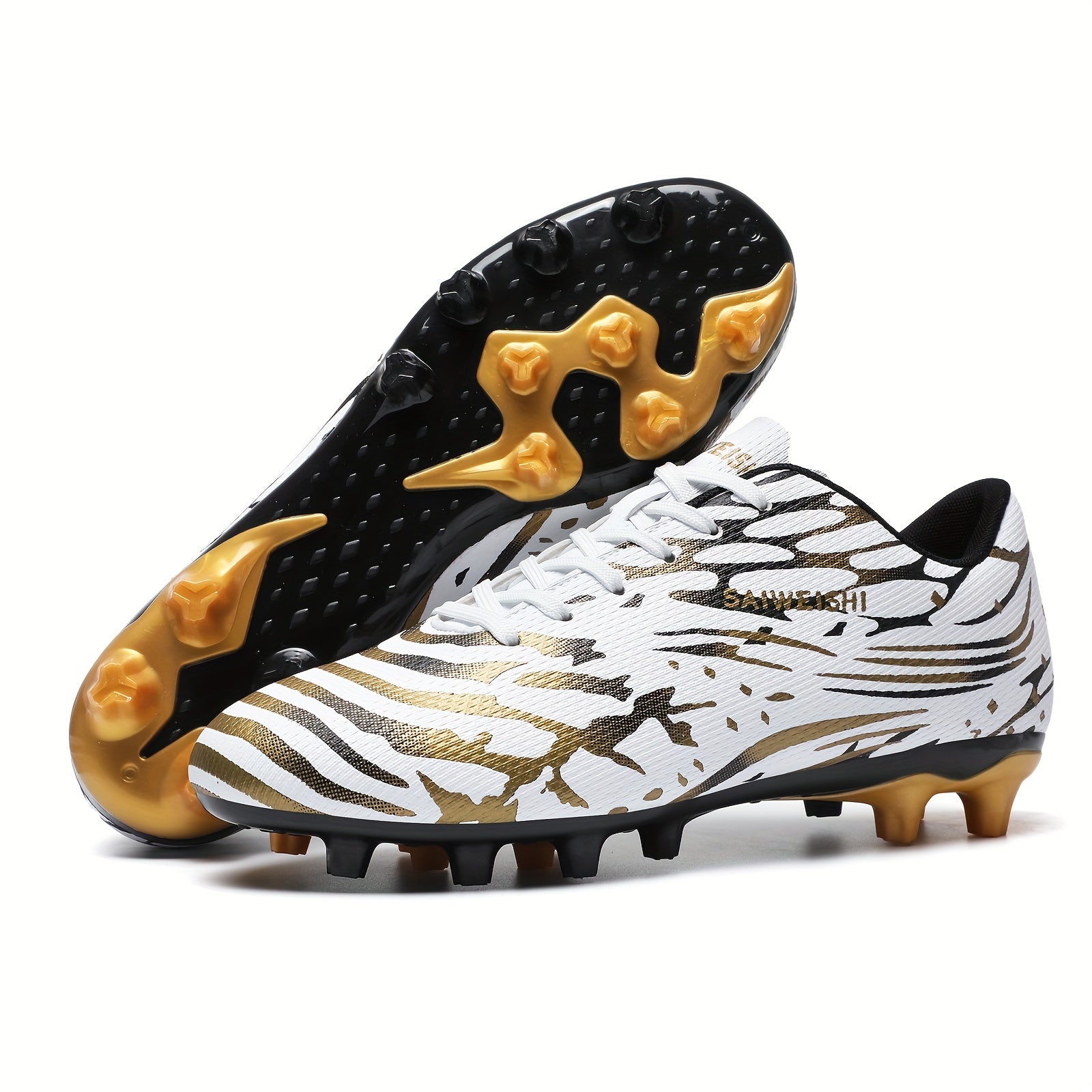 Men's Soccer Cleats Long and Turf Studs Universal Fit PU Upper Fabric Lining TPU Sole High Traction Durable