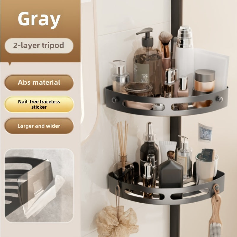Two-Piece Corner Shower Caddy Wall Mount Rust-Proof Plastic Organizer with Hooks