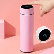 Stainless Steel Insulated Flask with Temperature Display 16.2oz Reusable Thermal Bottle for Sports and Travel