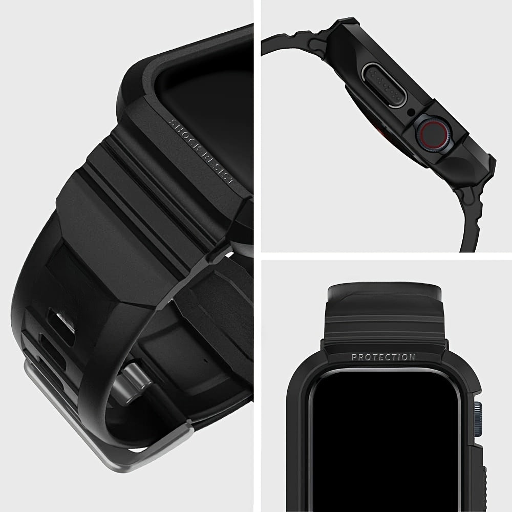 Apple Watch Band with TPU Bumper Case for Series 9-1 SE Shockproof Impact-Resistant