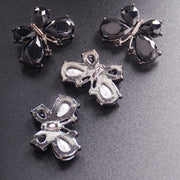 Set of 4 Butterfly Crystal Buttons Alloy for Clothing Accessories and Crafts