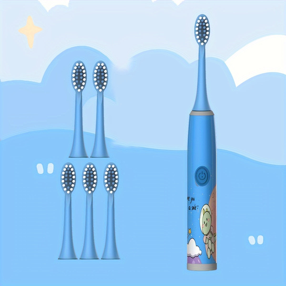 Children's Electric Toothbrush Set with Replaceable Brush Heads for Kids Age 3+