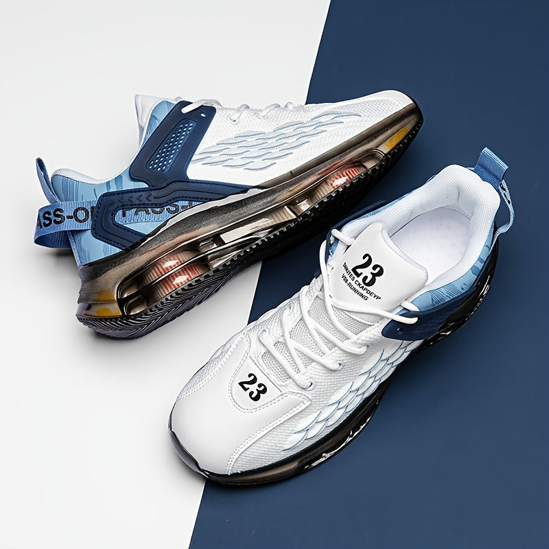 Men's Low Top Running Shoes Lace-Up Fabric Upper PVC Sole Casual Sneakers