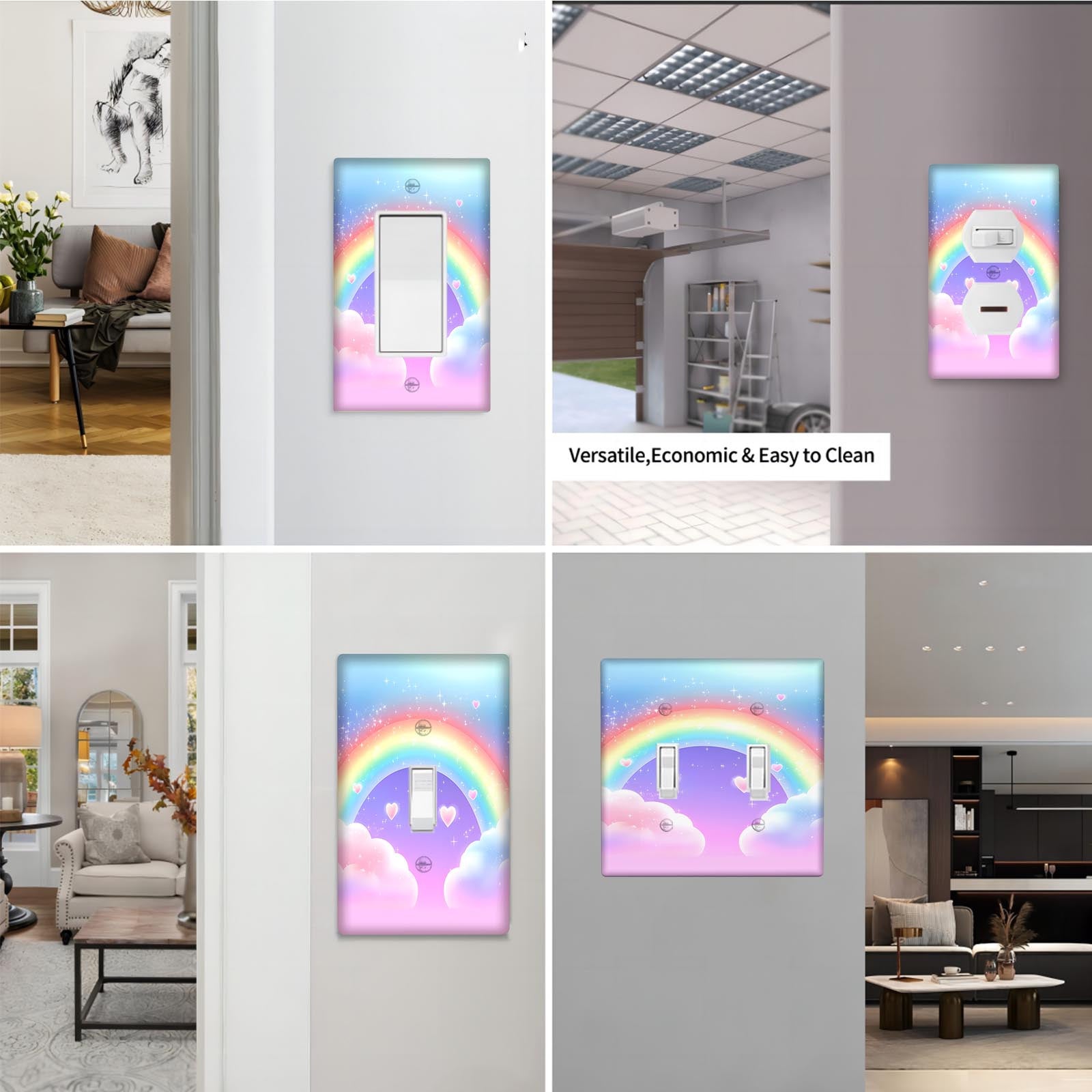 Rainbow Light Switch Wall Plate for Indoor Outdoor Use in Bedroom Kitchen Bathroom