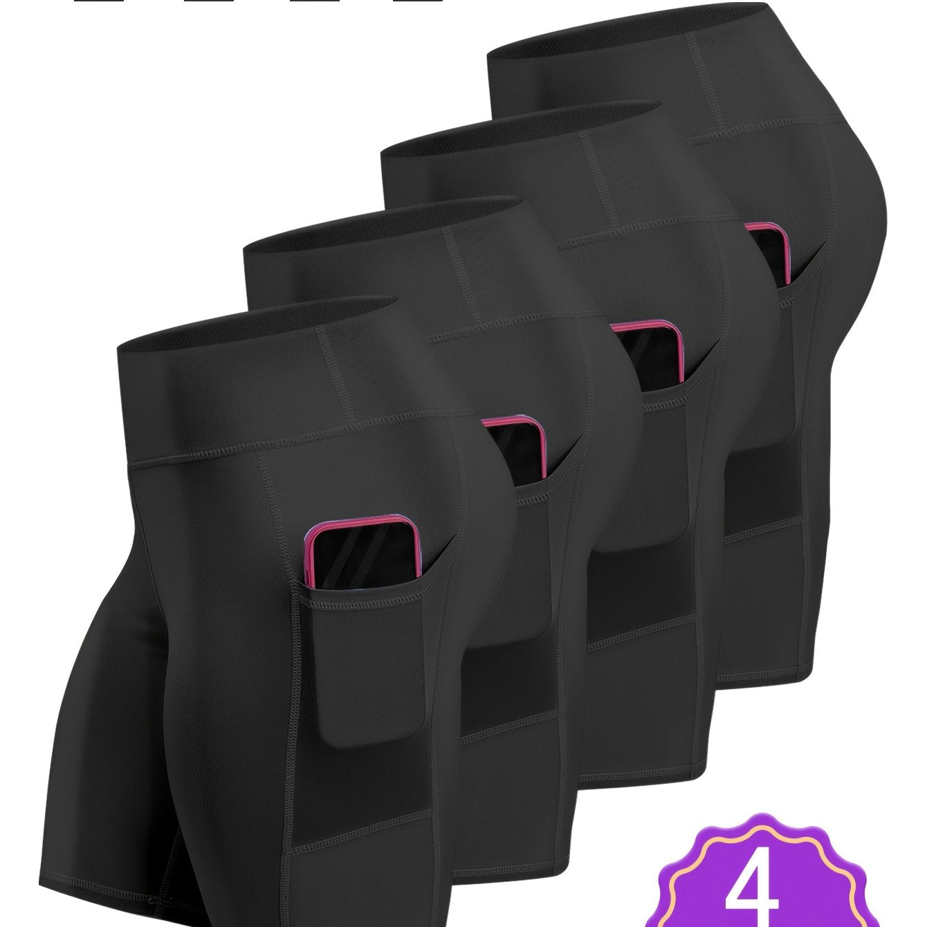 Women's Plus Size Yoga Shorts with Pockets Tummy Control Running Pants