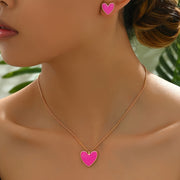 Elegant Heart Jewelry Set for Women 3-Piece Necklace and Stud Earrings Gift