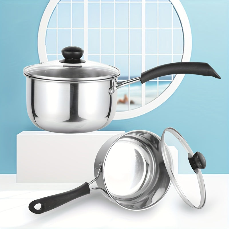 Stainless Steel Saucepan Set with Lids for Cooking Milk Soup and Pasta