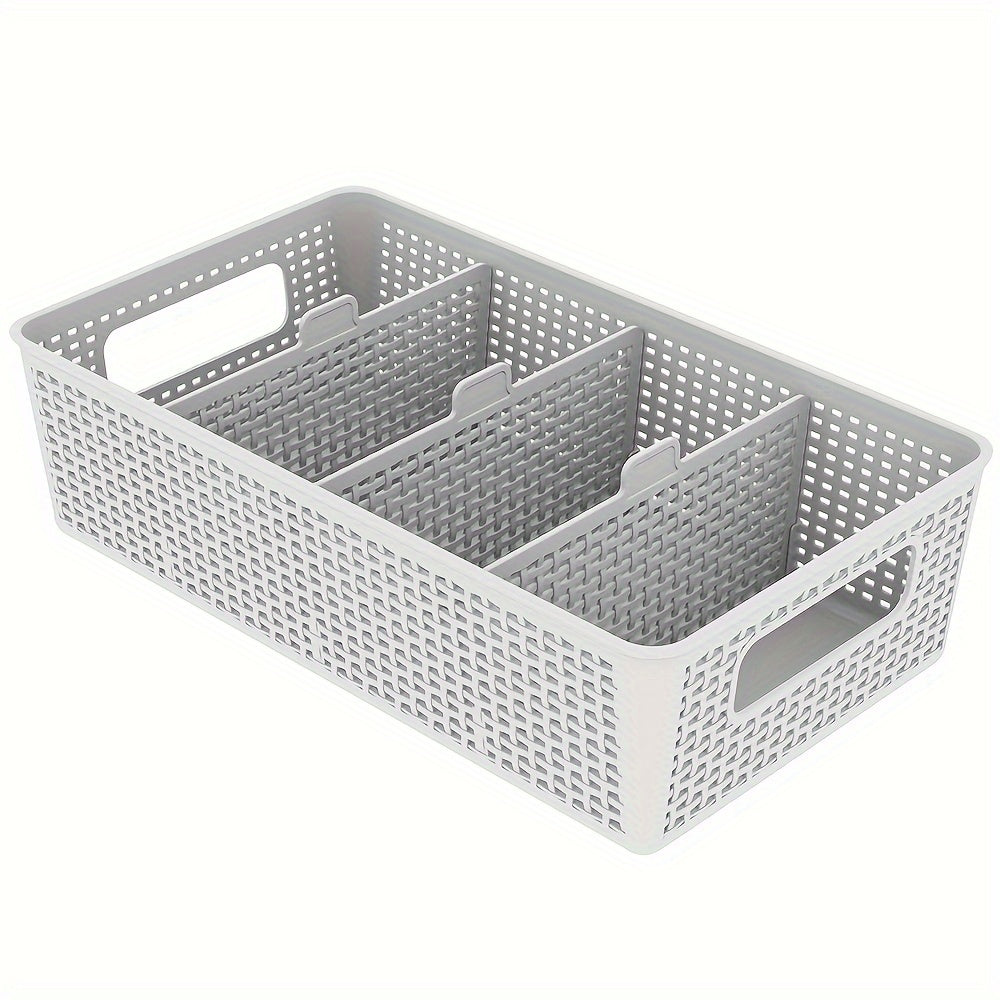 Multi-Purpose Woven Storage Box Set of 5 with Divider for Bathroom and Kitchen