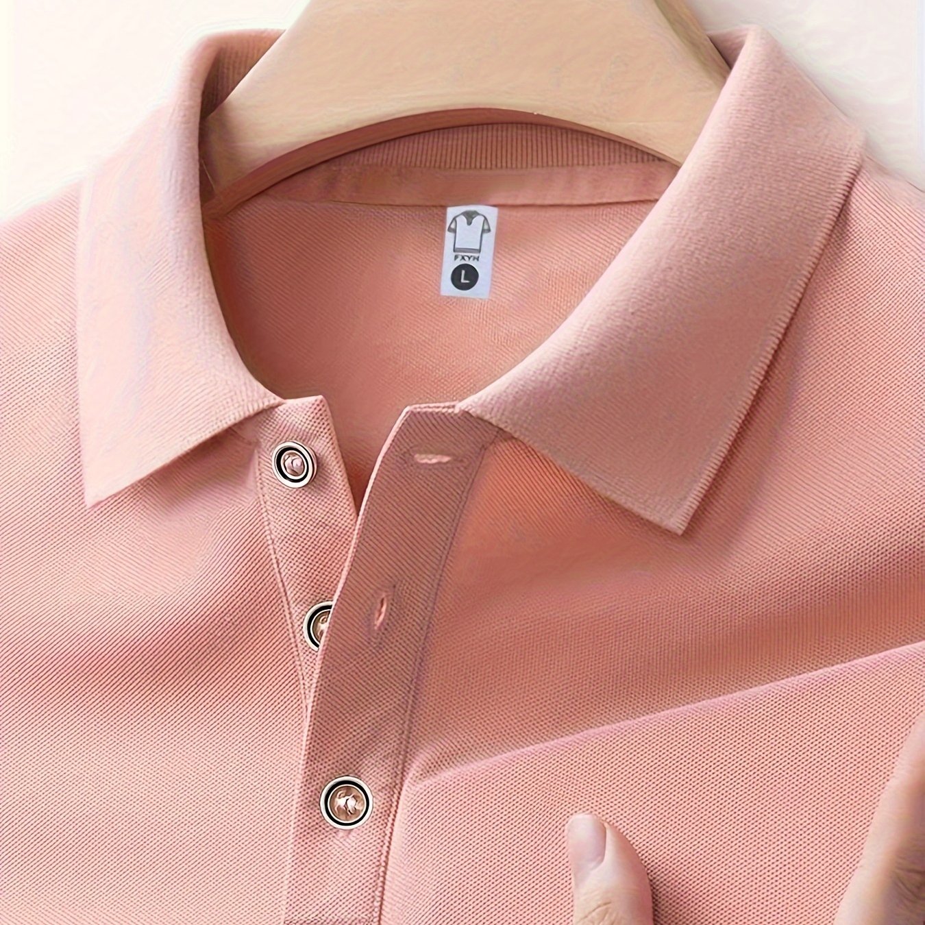 Camisa de punto de poliéster verde de manga corta casual de verano para hombre con detalles de botones