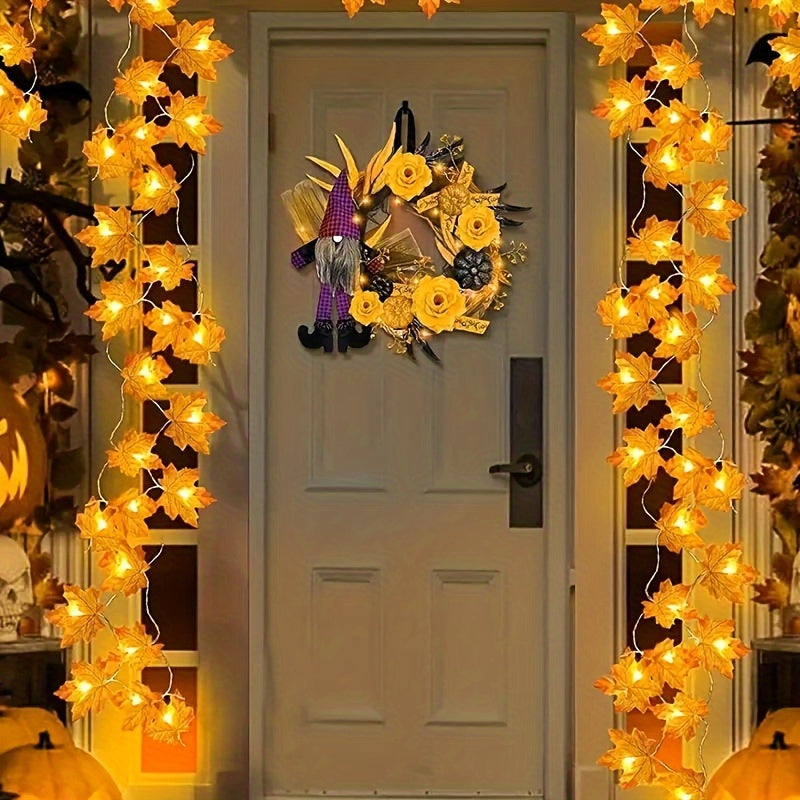 Autumn Maple Leaf String Lights Battery-Operated LED Fall Foliage Decor for Halloween Thanksgiving