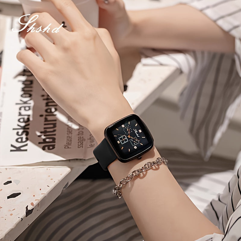 Women's Square Watch Autumn Winter Silicone Strap Minimalist Quartz Elegant