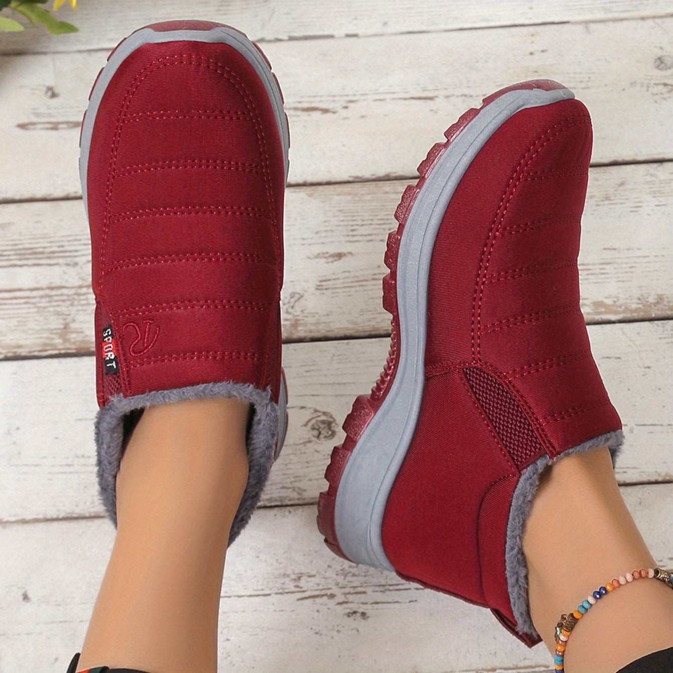 Women's Knit Slip-On Loafers Breathable Winter Indoor Outdoor Cozy Flat Shoes