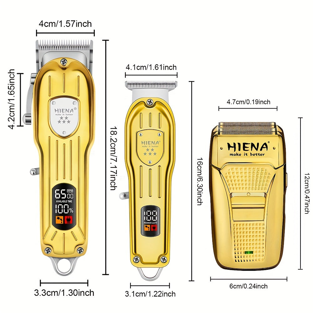 3-частный набор для ухода с LED-дисплеем, машинкой для стрижки волос, триммером, бритвой, перезаряжаемой, с регулируемой лезвием