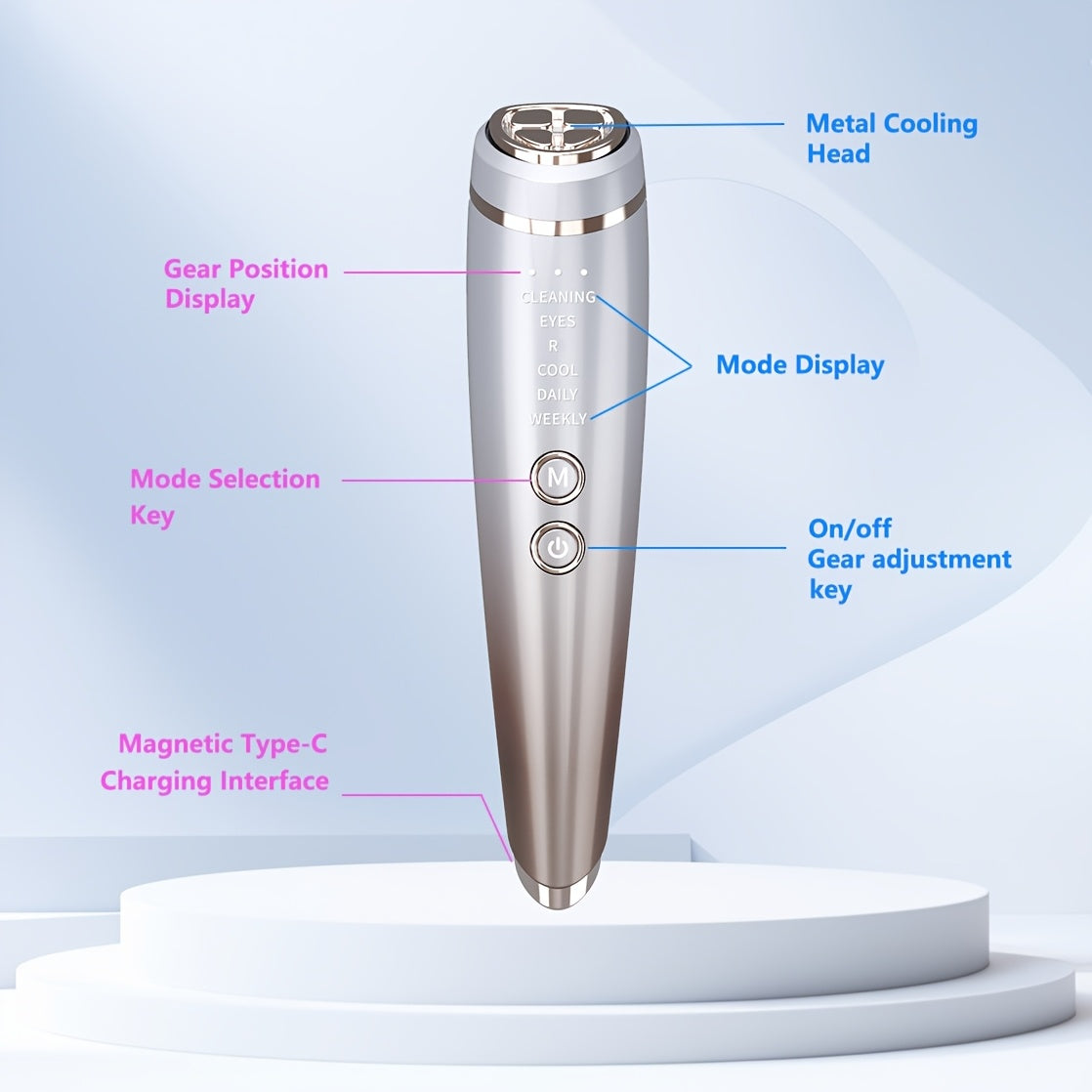 6-in-1 Hot Cold Facial Device and Massager Rechargeable Home Beauty Instrument