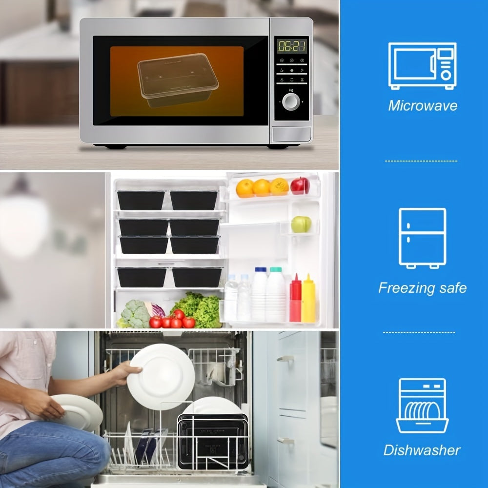 30 Pack Black Plastic Food Storage Containers with Lids, Leakproof, Microwave Safe