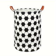 Large Fabric Laundry Hamper Collapsible Waterproof Round with Football Design for Dorms Bedrooms Bathrooms
