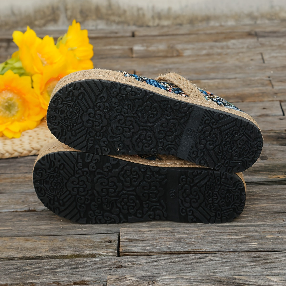 Women's Casual Espadrille Flats, Tribal Pattern Slip-On Breathable Shoes