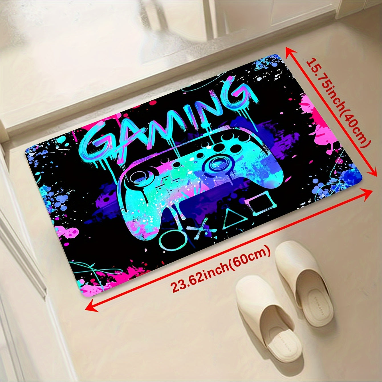 1 шт., 3D Gaming Area Rug из мягкого фланелевого материала, идеально подходящего для вашей гостиной, спальни или ковра. Этот коврик, пригодный для машинной стирки, отлично подходит для геймеров и имеет декоративный дизайн контроллера.