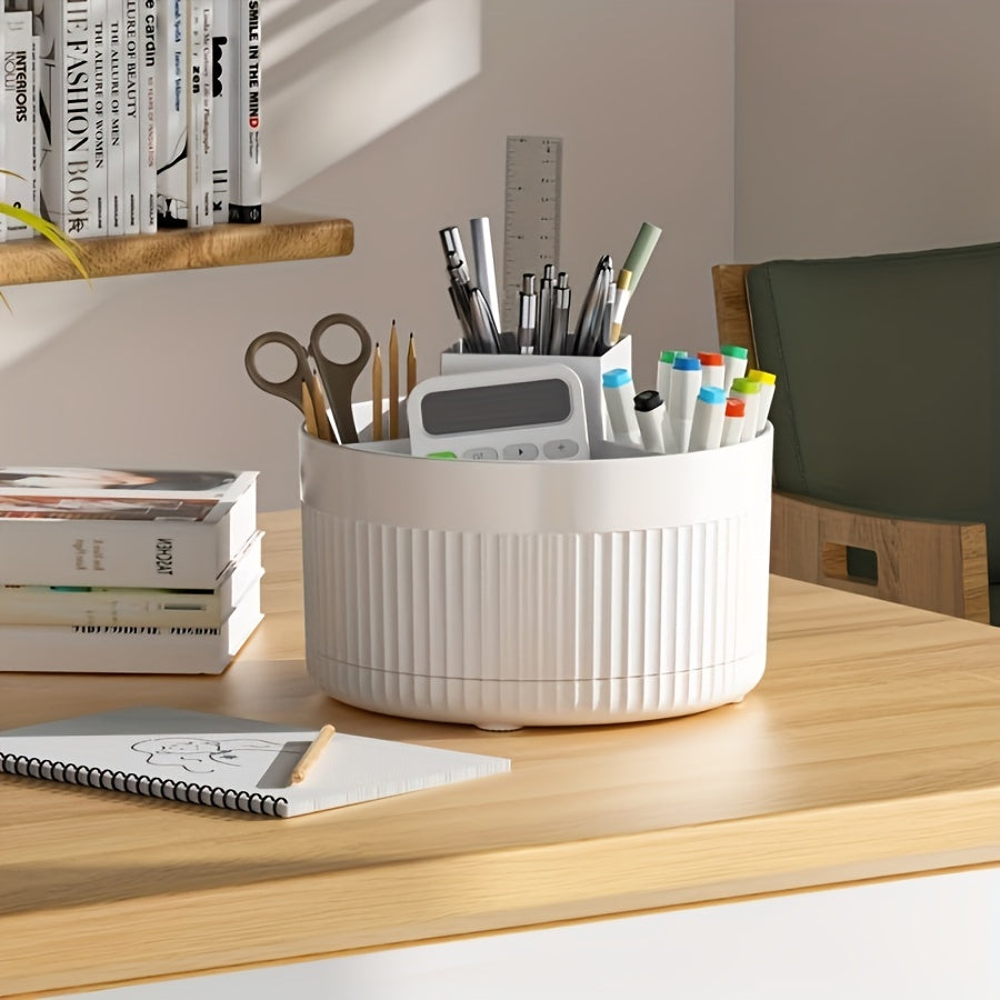 Rotating Makeup Organizer with 5 Compartments, Durable Plastic, Multi-Functional Storage