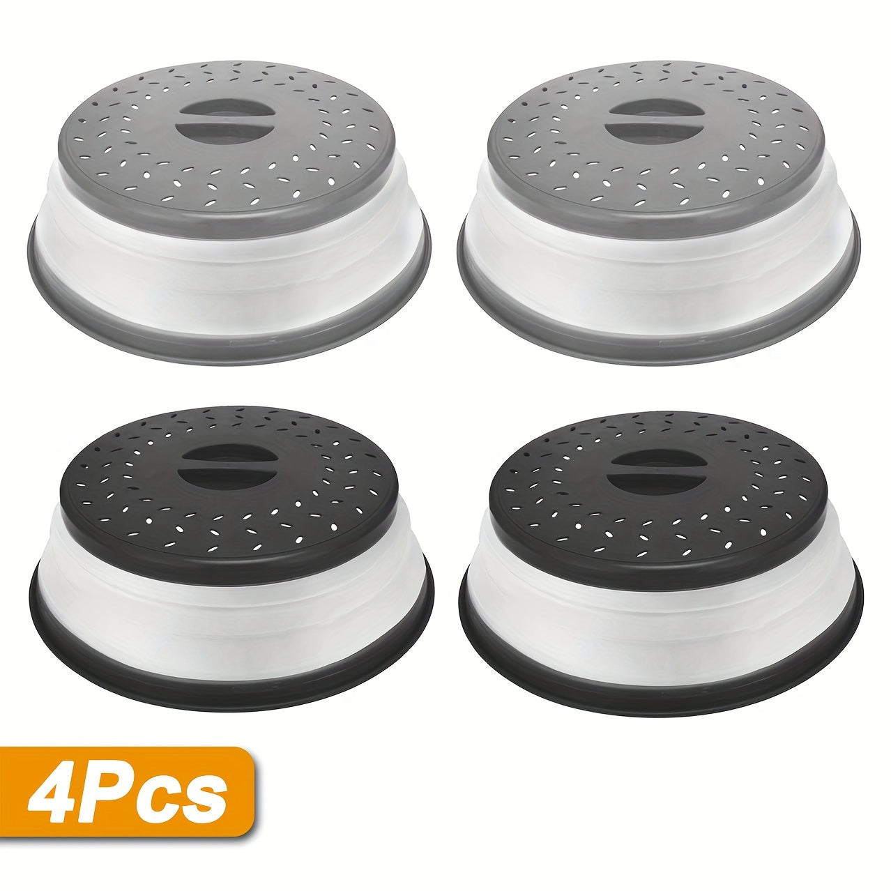 Juego de cuatro tapas plegables para microondas sin BPA de 10 pulgadas, cubierta para salpicaduras de comida y filtro
