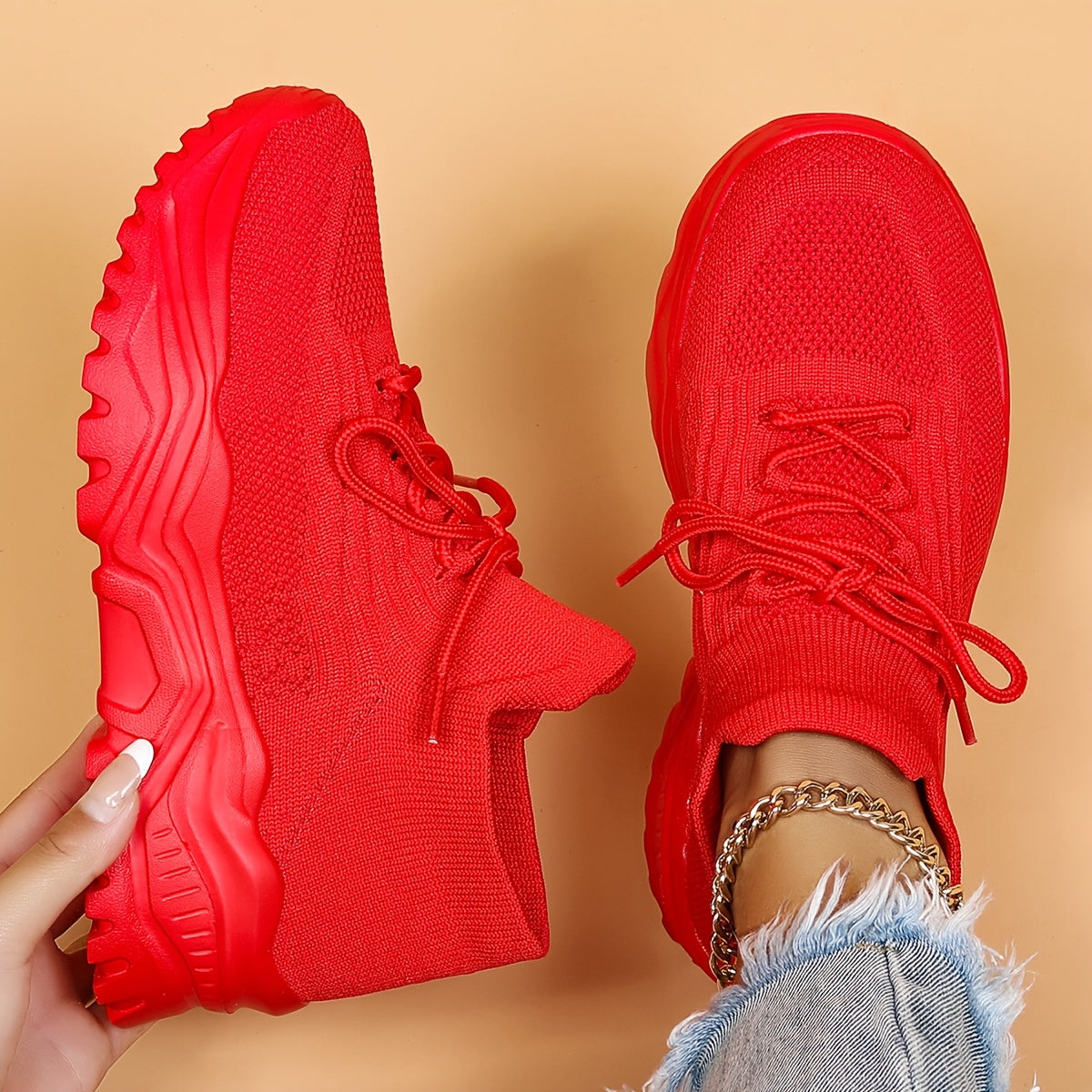 Women's Breathable Lightweight Chunky Sneakers Casual Slip-On Running Shoes