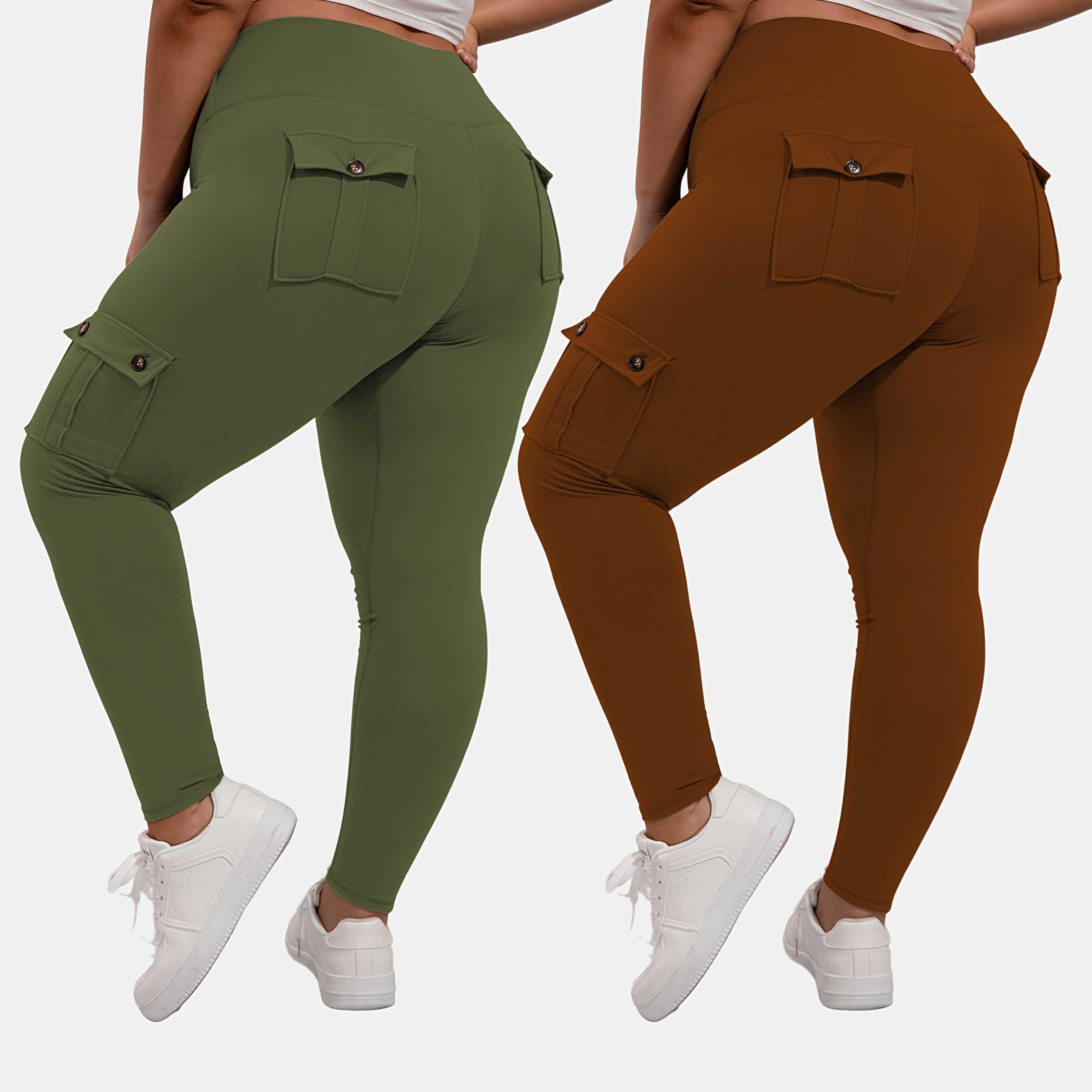 Ayollar uchun sport legginslari yuqori bel, qorin nazorati, namlikni olib tashlovchi, yugurish va yoga uchun, qora, 2 ta paket