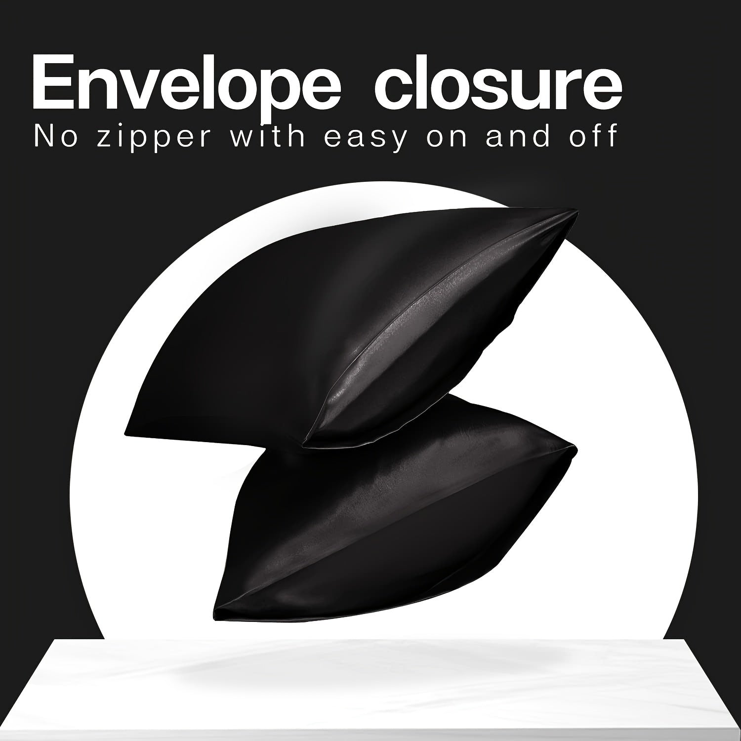 Set of 2 Satin Pillowcases 90g Envelope Closure 100% Polyester Silky Fabric