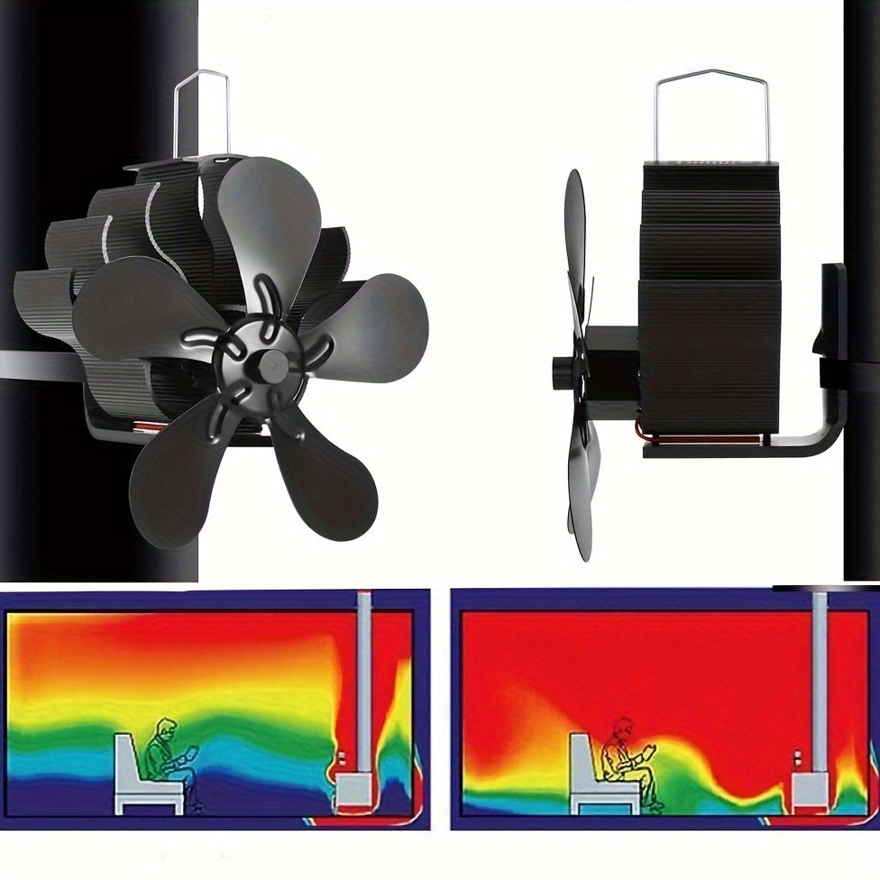 Wood Stove Fan Heat Powered Fireplace Fan Non Electric 5 Blade Fireplace Accessory