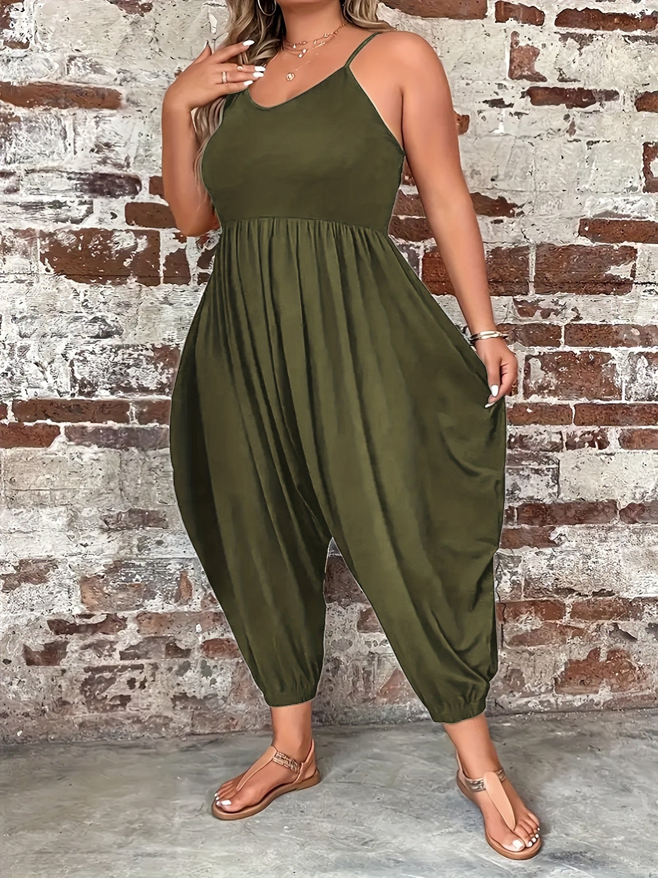 Women's Plus Size Sleeveless Off-Shoulder Jumpsuit Polyester Spandex Casual Romper