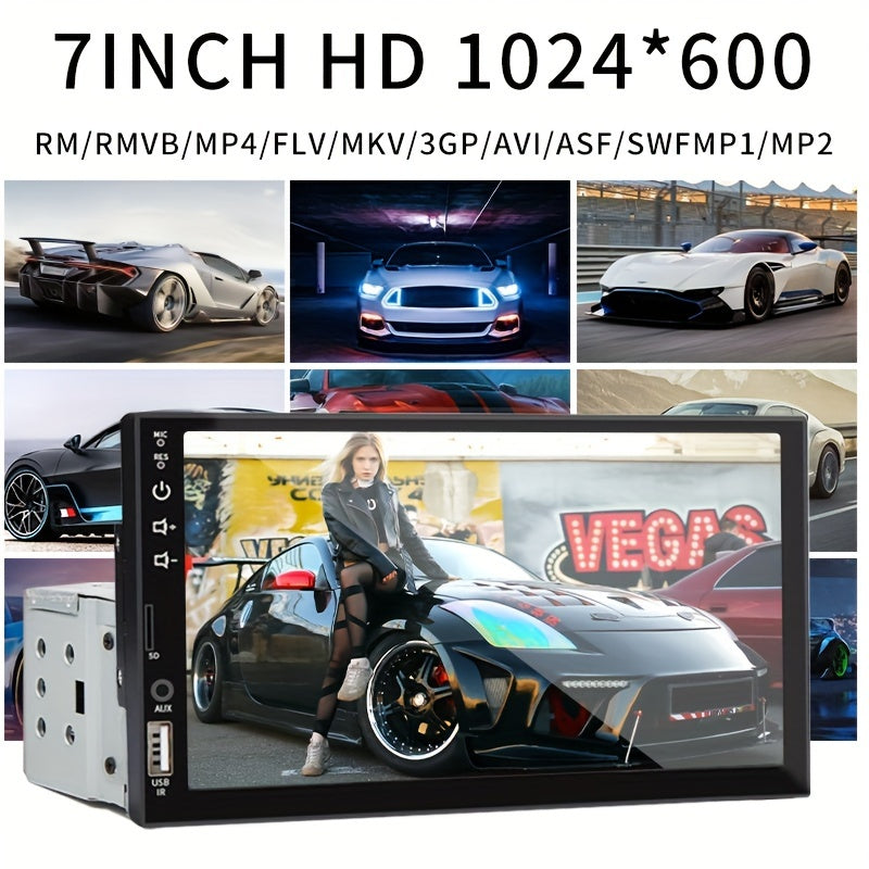 HIPPCRON Yagona DIN Avtomobil MP5 Multimedia O'yinchisi 17.78 sm HD sensorli ekran, simli CarPlay va AndroidAuto qo'llab-quvvatlash, pastki qismida Radio Box, MirrorLink va navigatsiya uchun simsiz ulanish bilan.