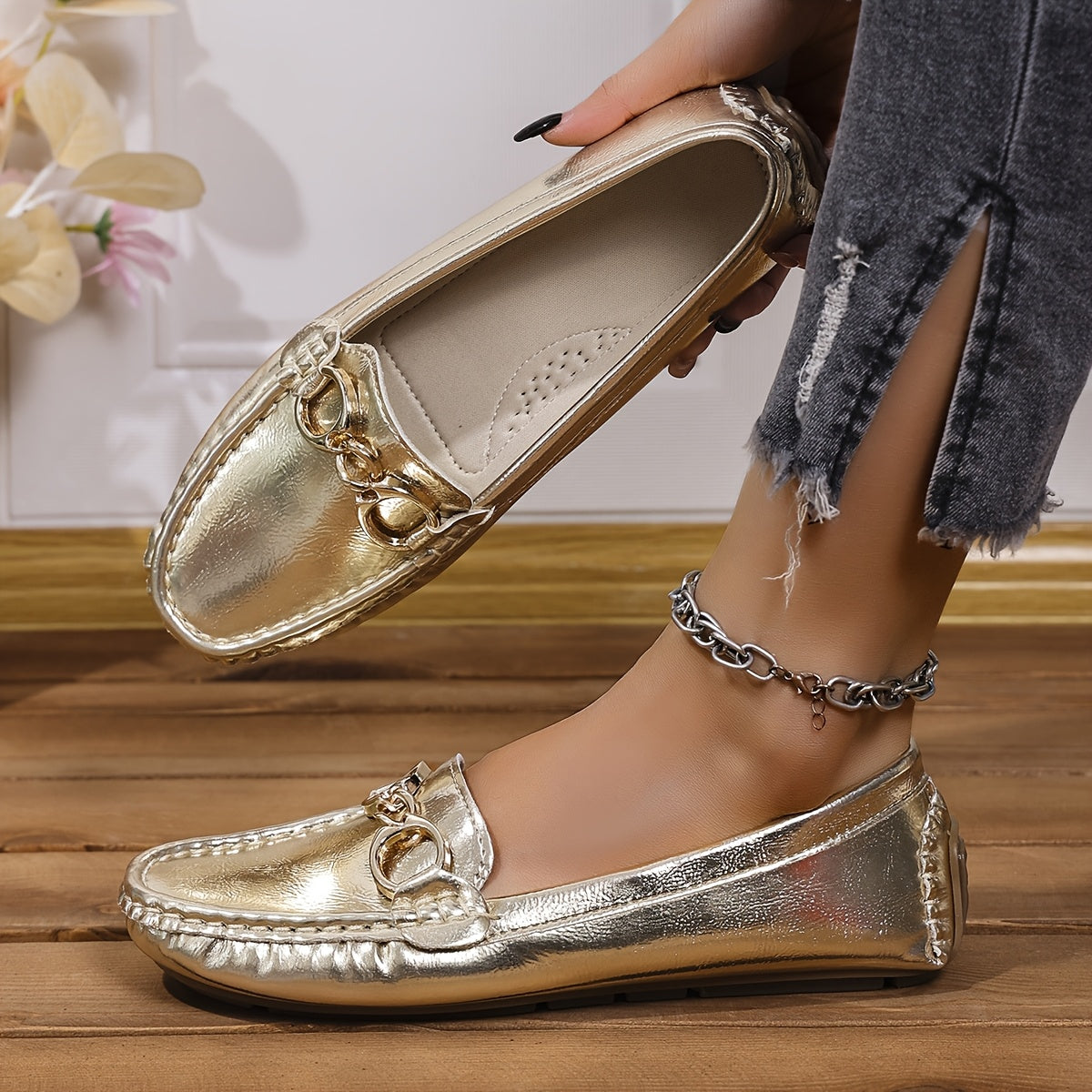 Women's High Gloss Patent Loafers Easy to Clean Durable Stylish