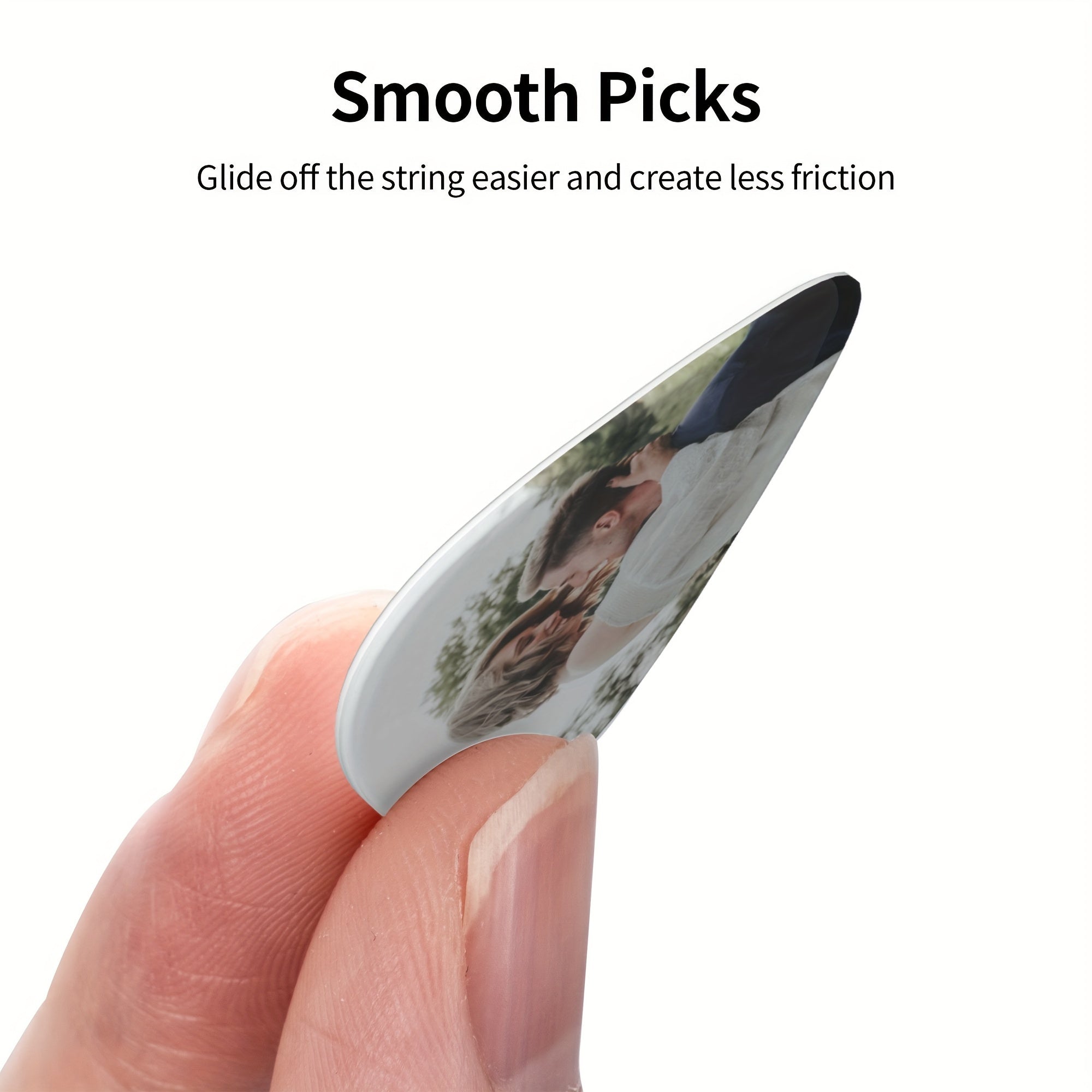 Personalized Guitar Picks with Custom Text Photo or Name in White or Black 3 Thicknesses