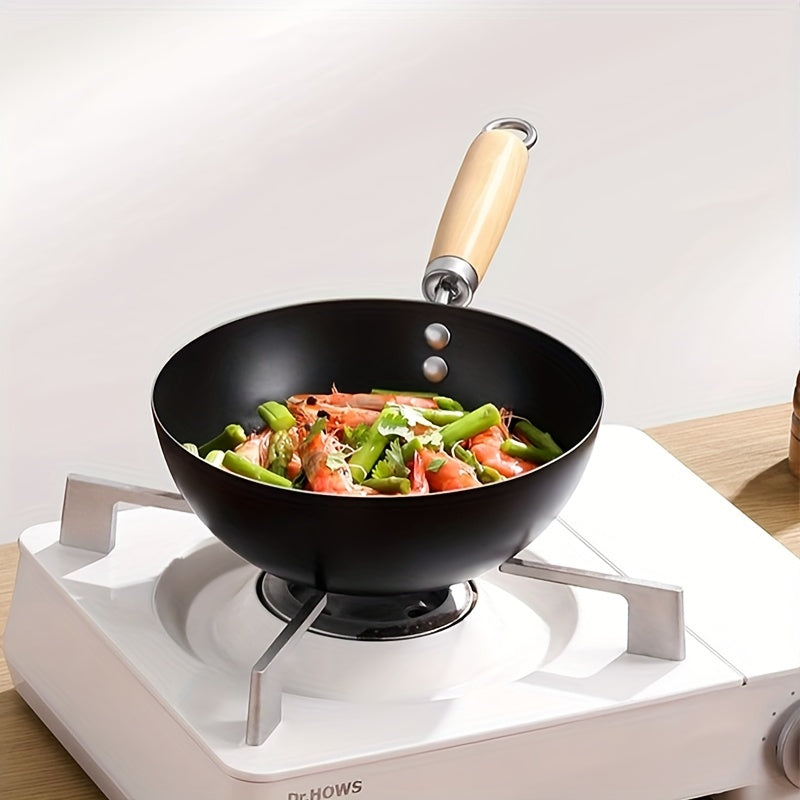 Cast Iron Wok Set with 3 Sizes 18cm 22cm 24cm Non-Stick for Stove Top Cooking