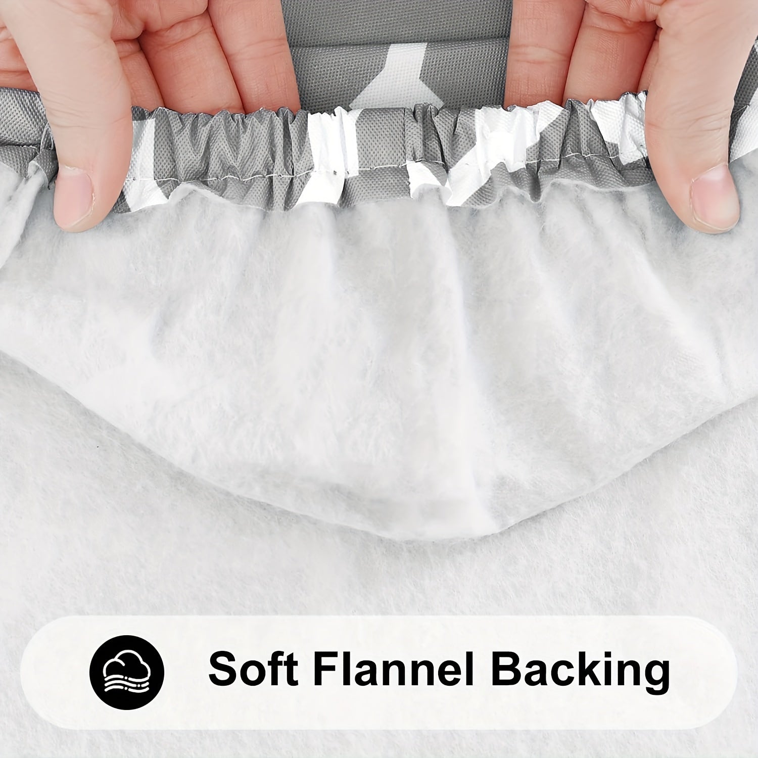 Vinyl Table Cover Waterproof with Flannel Backing Gray White Geometric Pattern Indoor Outdoor