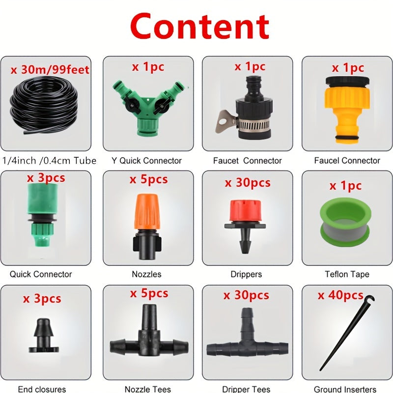 Набор для полива сада с регулируемым капельницей и разбрызгивателем для горшечных цветов и травы
