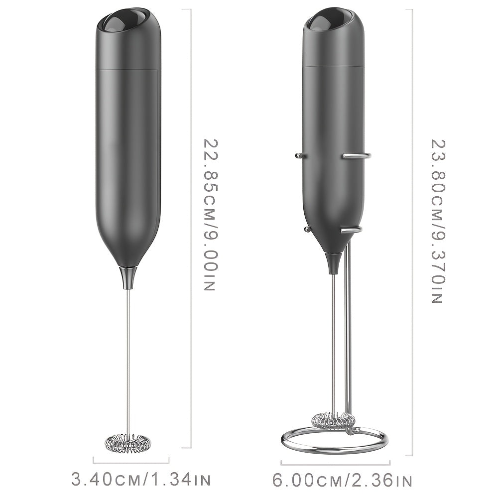 Electric Milk Frother Handheld Stainless Steel Stand Battery Powered For Coffee Latte