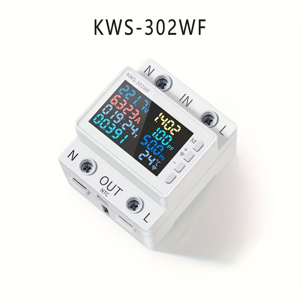8In1 Din Rail AC Power Meter Voltaj Joriy Kuchlanish Kuchlanish Faktor Faol Kuch 220V 63A