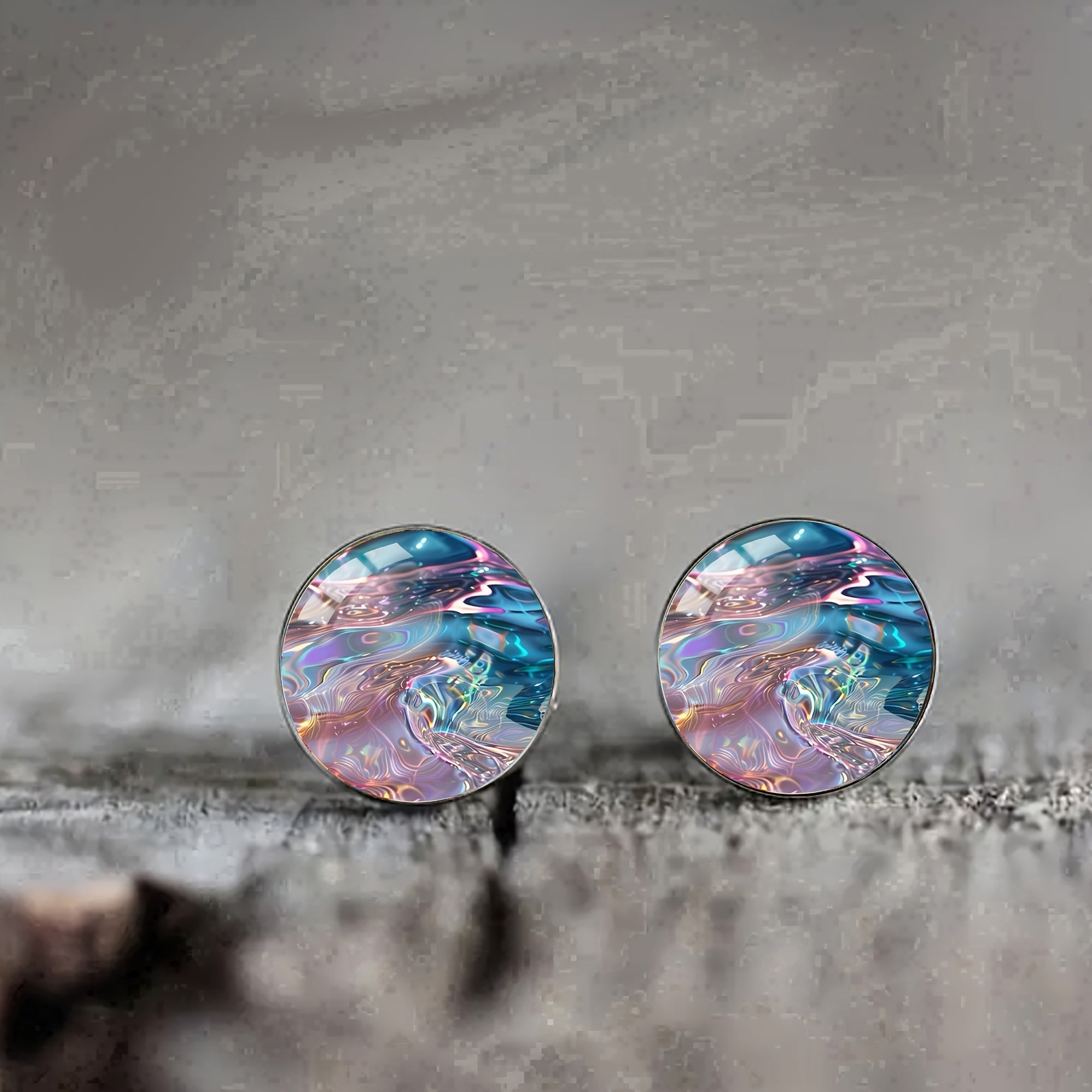 Unisex Stainless Steel Galaxy Stud Earrings for Daily Wear