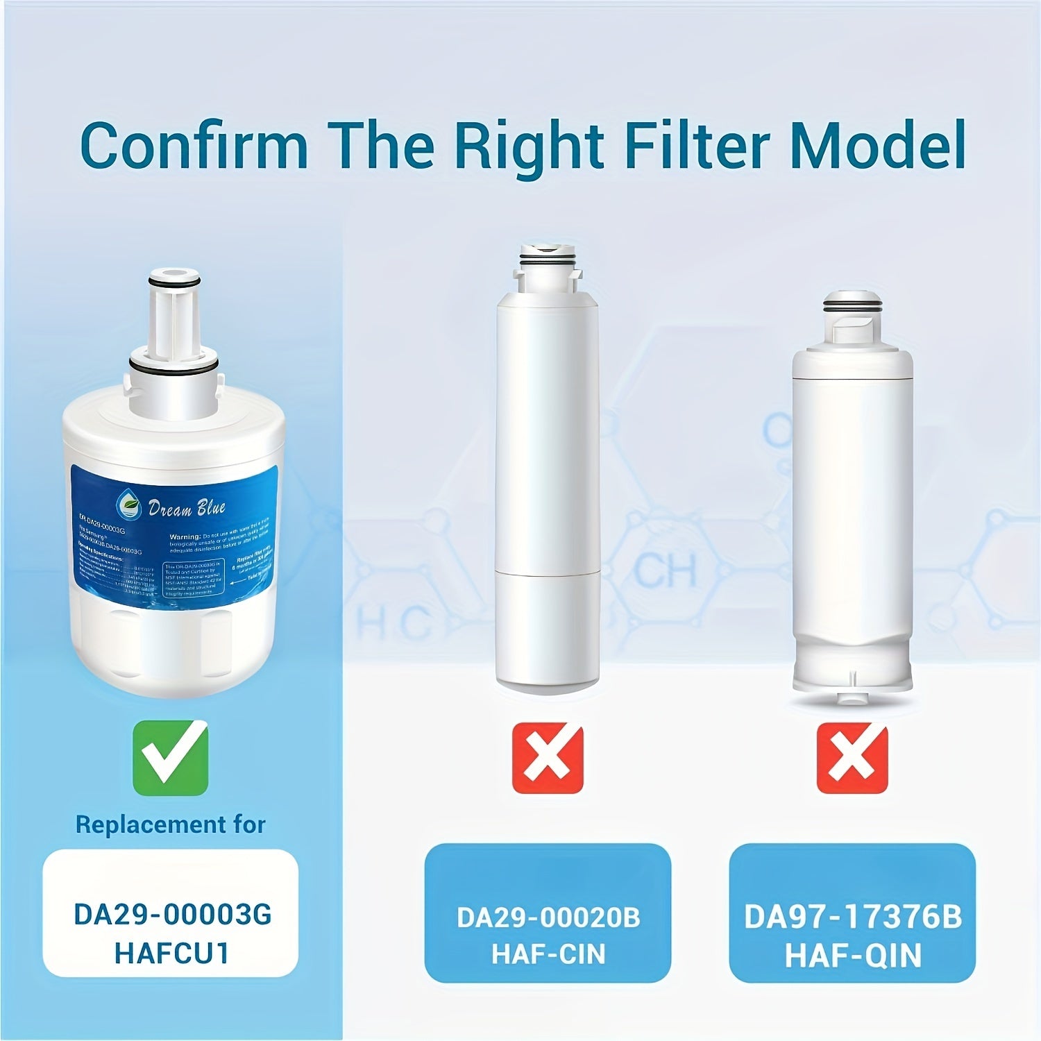Refrigerator Water Filter Compatible with Samsung DA29-00003G B A RFG237AARS RS22HDHPNSR WSS-1