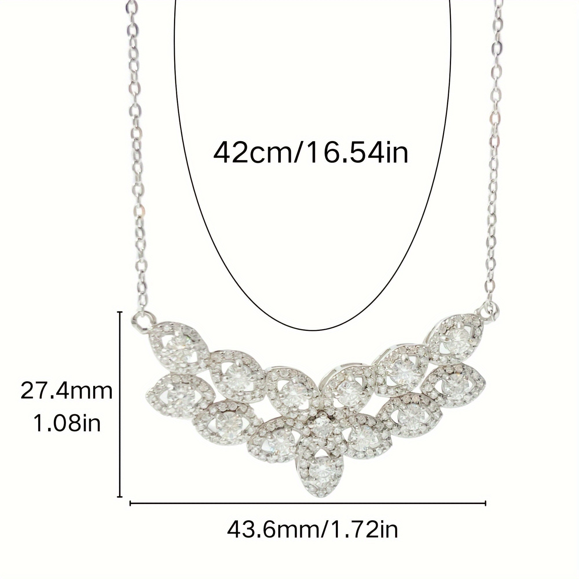 Sterling Silver Moissanite Necklace with Double Row of 13 Stones 0.1 Carats