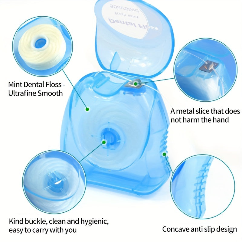 Dental Floss Roll Set for Teeth Gaps Oral Care Supplies, Mint Flavor