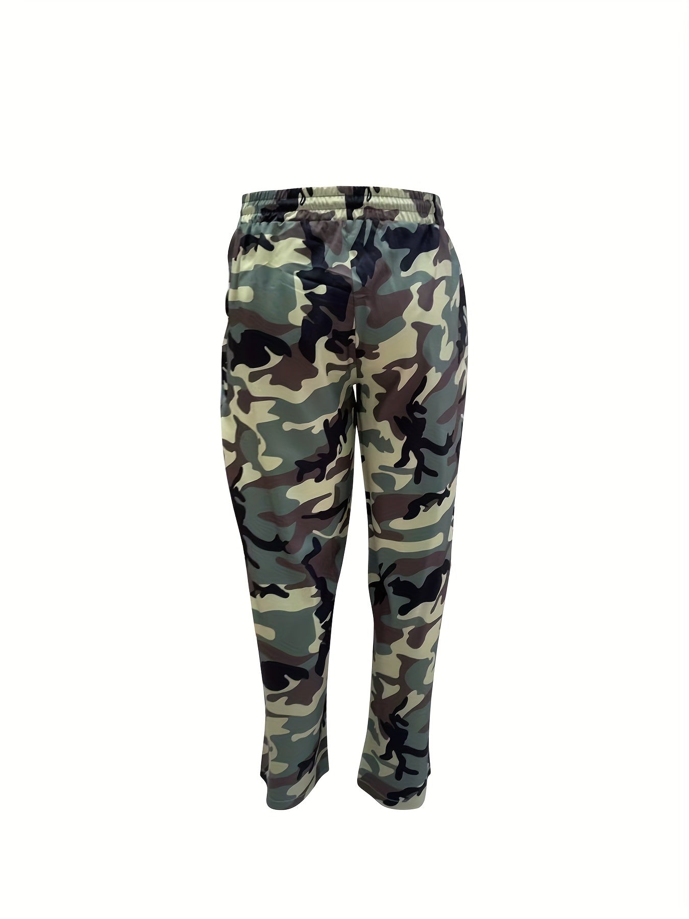 Plus Size Men's Athletic Pants Camouflage Pattern Loose Fit Polyester Sports Pants