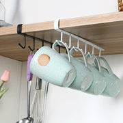 Double Row Cast Iron Hanging Hook Cup Rack for Kitchen Cabinet Storage