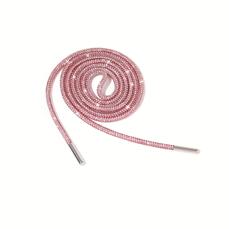 Unisex Rhinestone Shoelaces Solid Color Twist Ribbon DIY Shoe Accessories