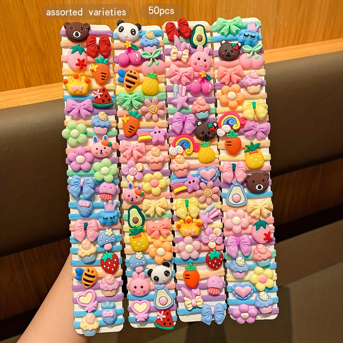 50 Cartoon Style Rubber Bands Hair Accessories for Teen Daily Casual Use