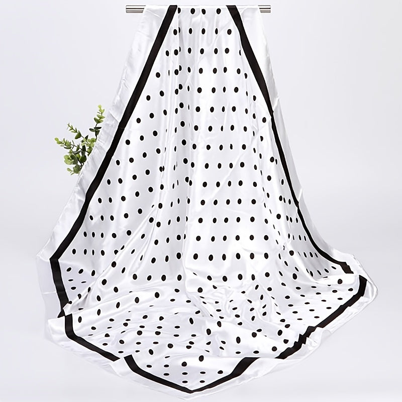 Lightweight Satin Polka Dot Scarf 88.9cm Square Faux Silk Fashion Accessory