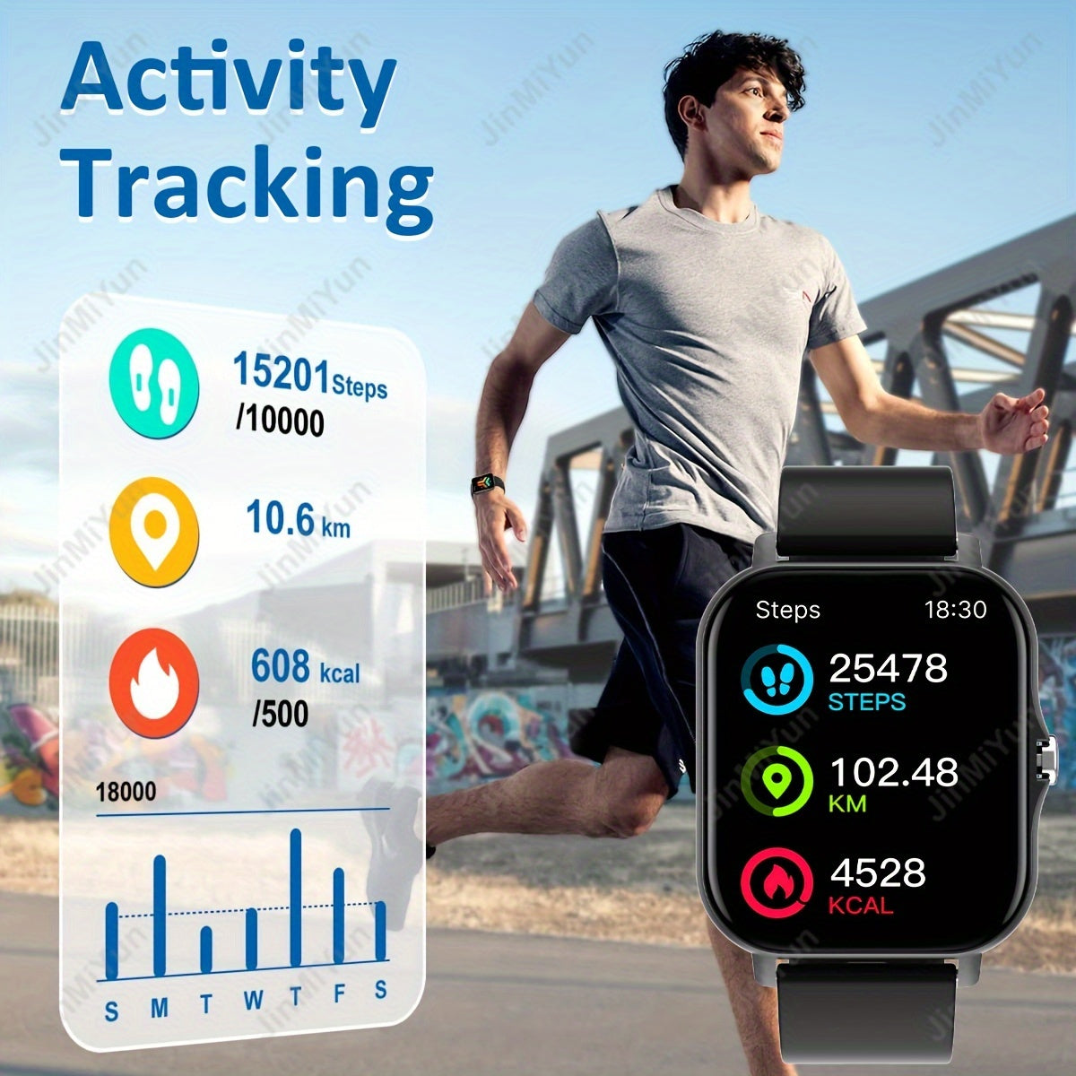 Smartwatch for Men and Women 1.83 Inch Full Screen Touch Fitness Tracker with Wireless Calls and Text Pink Band