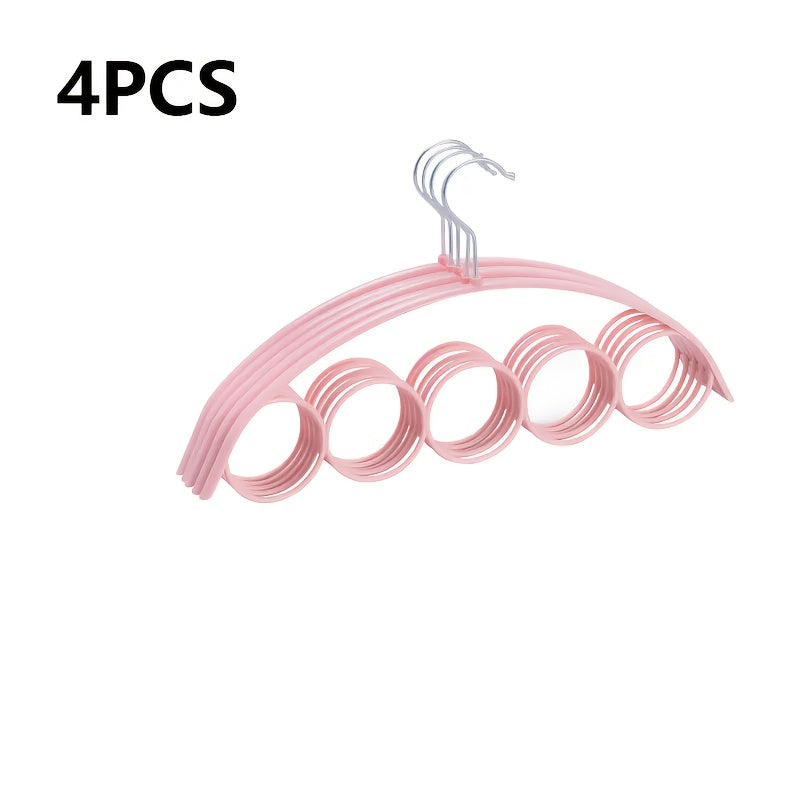 5-Ring Scarf Rack Wardrobe Organizer with Nordic Design and Plastic Hangers