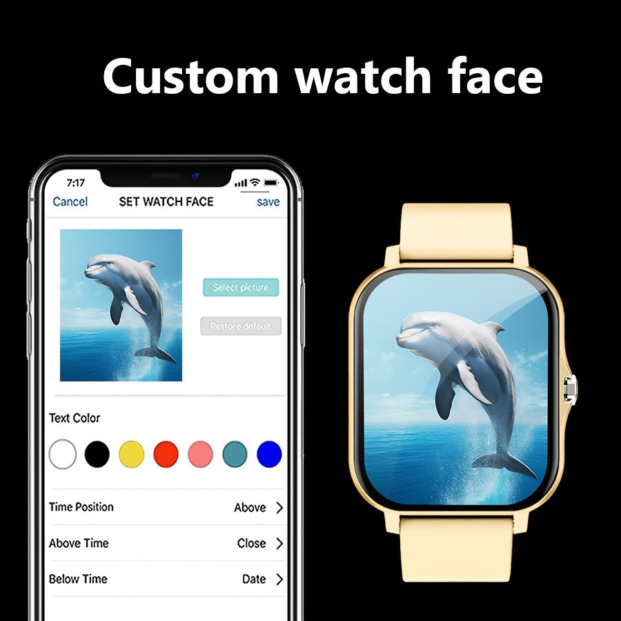 Men Women 4.65cm Touchscreen Smartwatch Fitness Tracker Call SMS USB Charging Silicone Strap