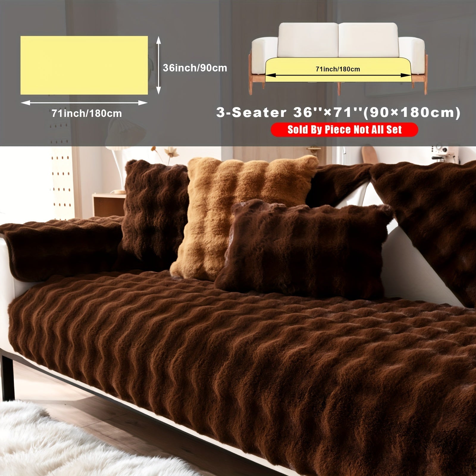 Накидка на диван из флиса для 2-4 местных диванов в 8 цветах, моющаяся в машине, дружелюбная к питомцам, современный дизайн